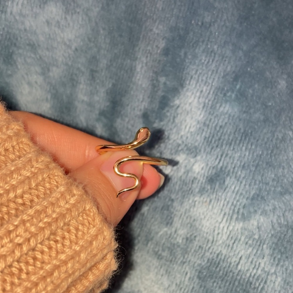 Snake adjustable 18k gold plated ring
